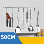 stainless steel kitchen wall rack with hooks, view 2 - MRSLM
