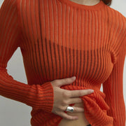striped see-through knit top - MRSLM