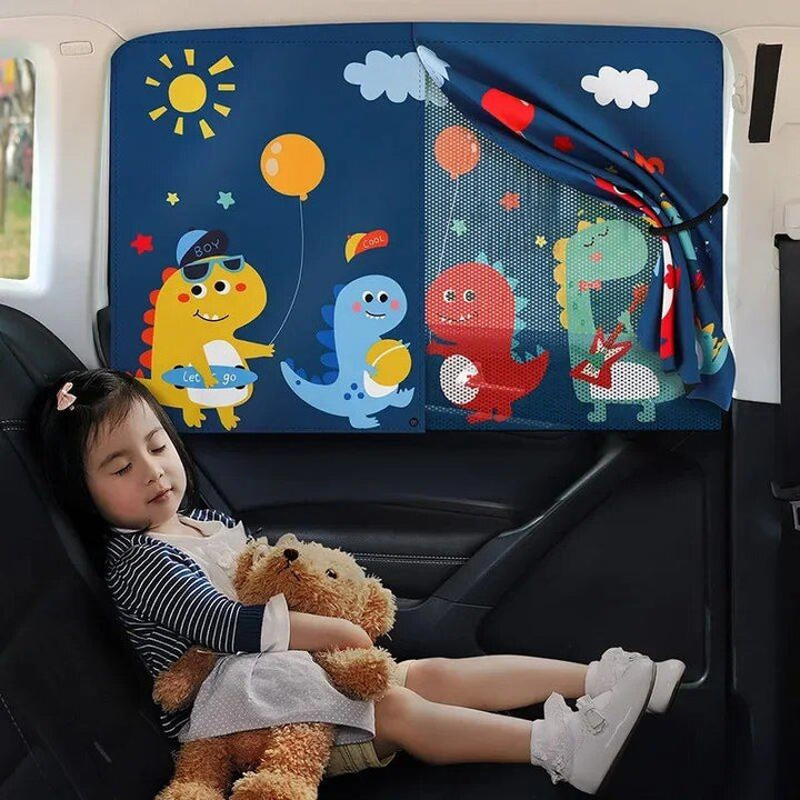 Universal Magnetic Car Side Gear Sunshade - Cartoon Curtain for Children's Sun Protection and Heat Insulation