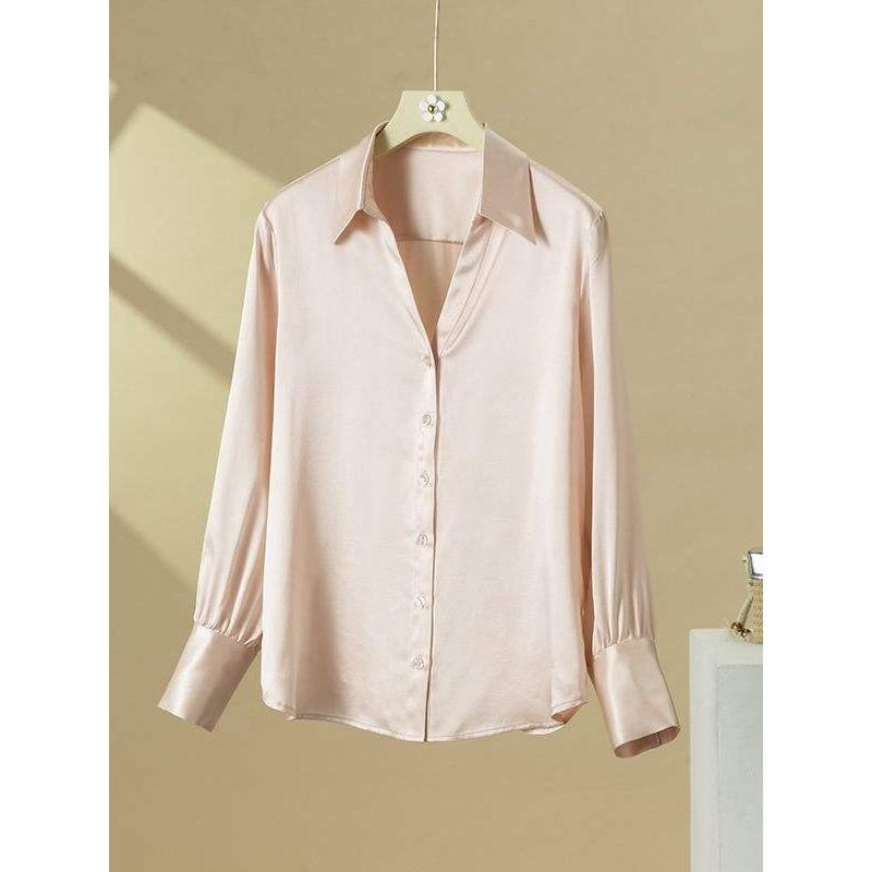 Elegante Bluse mit V-Ausschnitt aus 100 % Seide für Damen