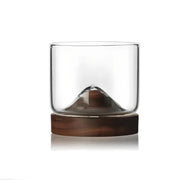 mountain whiskey glass with wooden base, view 5 - MRSLM
