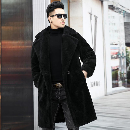 Men's long faux fur coat, view 2 - MRSLM