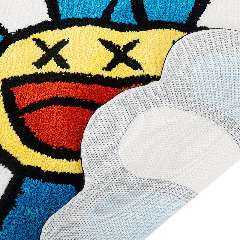 colorful smiling face tufted rug, view 7 - MRSLM