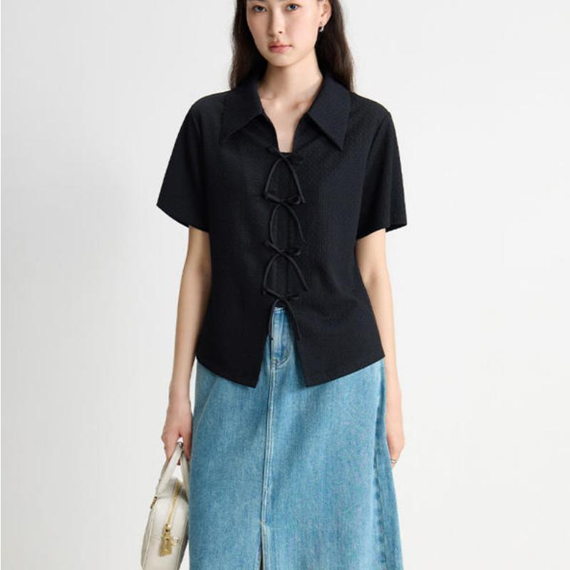 Black chiffon bow top - MRSLM