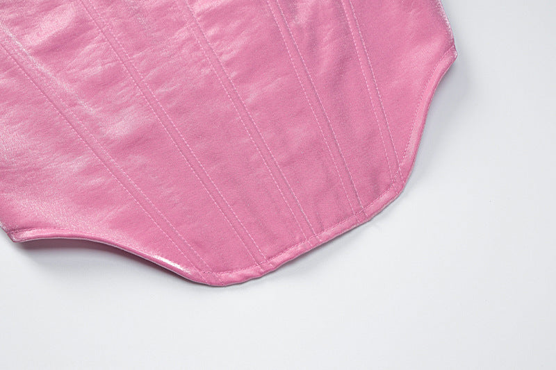 Women's Square Collar Fishbone Waist Slim Fit Slimming Spaghetti Straps Vest