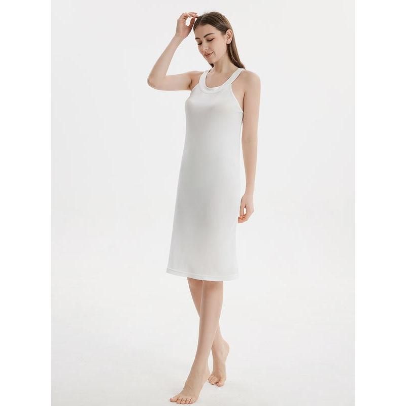 Vestido midi elegante com decote halter em mistura de seda
