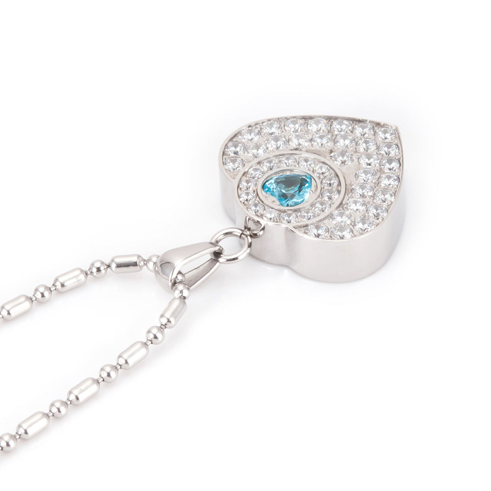 Love Shaped Negative Ion Pendant Volcanic Mineral Zirconia Necklace