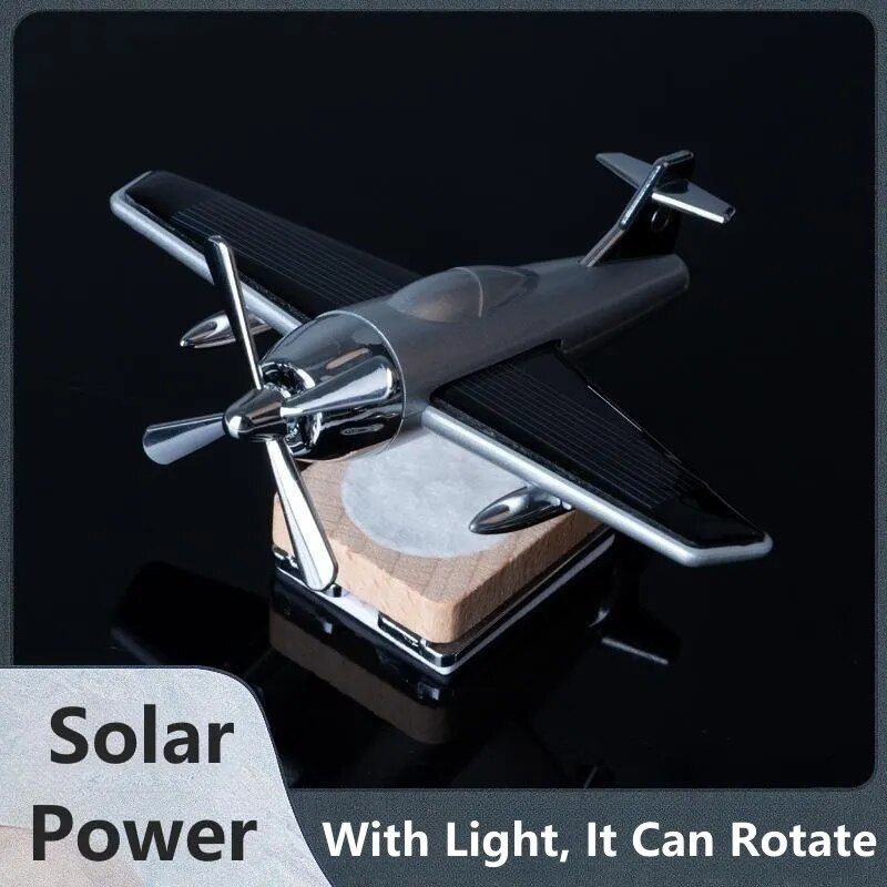 Solar-Powered Rotating Aircraft Car Air Freshener & Ornament