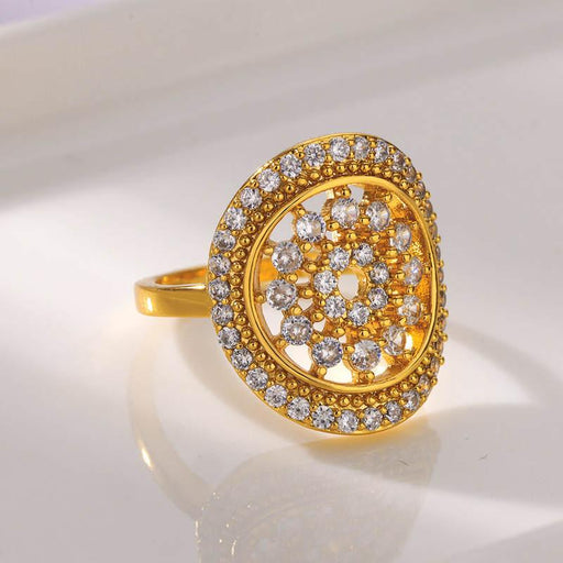 Cubic zirconia flora gold ring - MRSLM