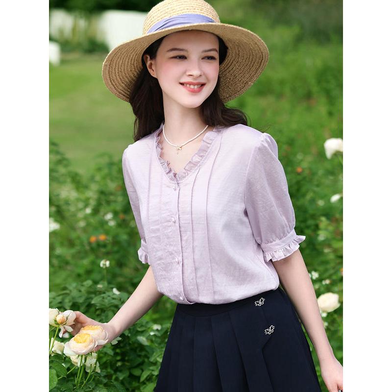 V-neck chiffon blouse, view 5 - MRSLM