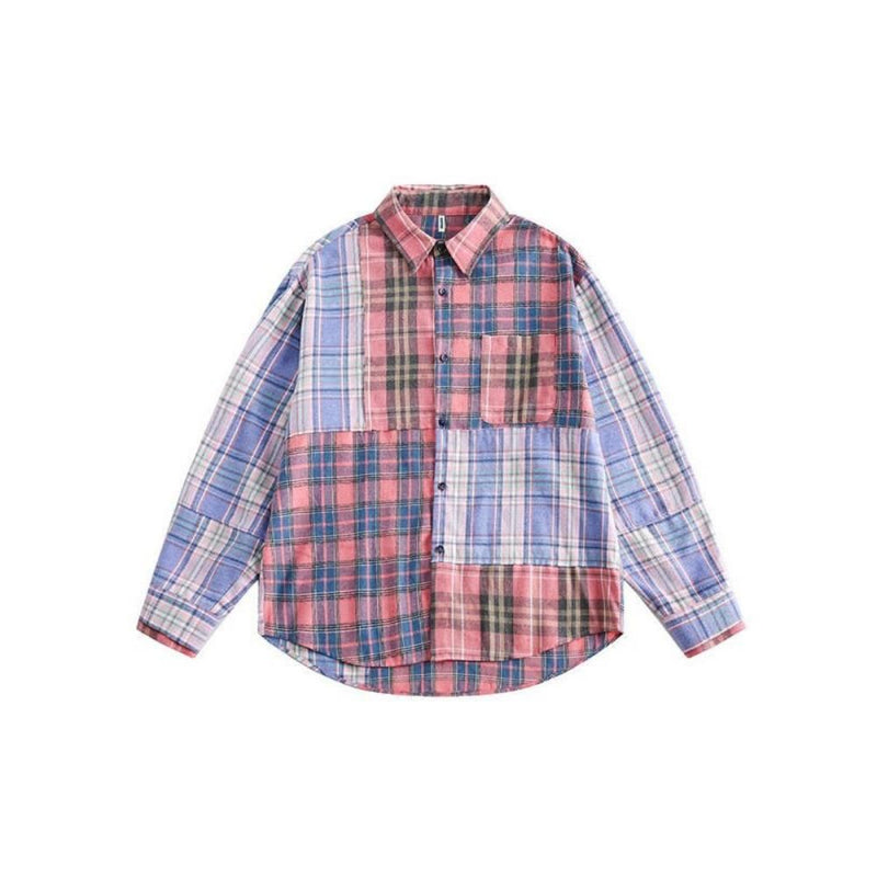 Vintage-Karobluse für Damen mit langen Ärmeln