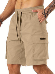 men's drawstring multi-pocket workwear shorts, view 10 - MRSLM