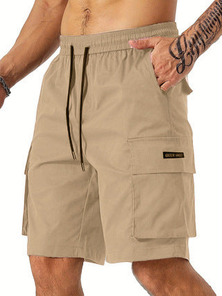 men's drawstring multi-pocket workwear shorts, view 10 - MRSLM