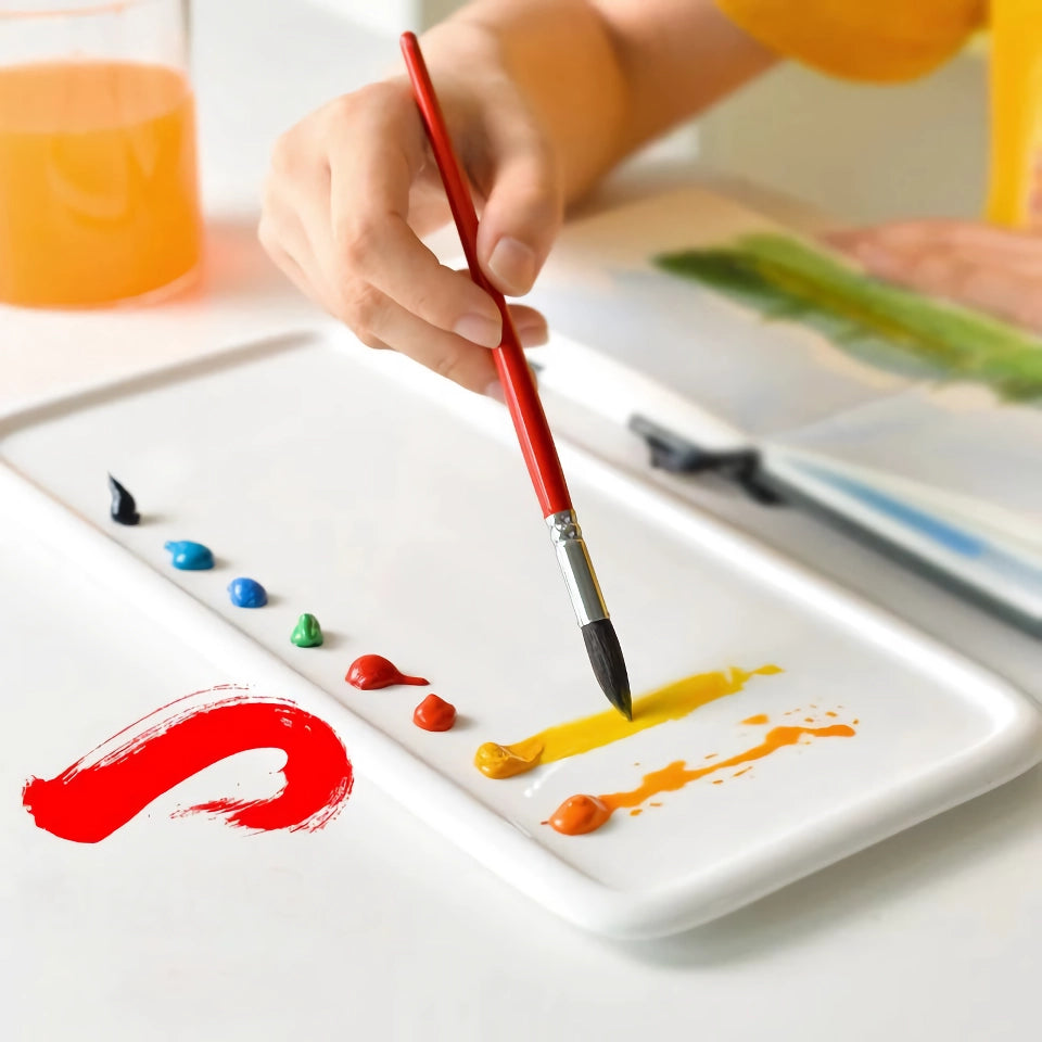 Paleta de cores retangular de cerâmica para pintura em aquarela e guache.