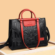 large soft leather tote with embossed lettering - MRSLM
