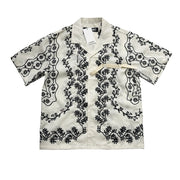 vine plant print short sleeve lapel shirt men, view 4 - MRSLM