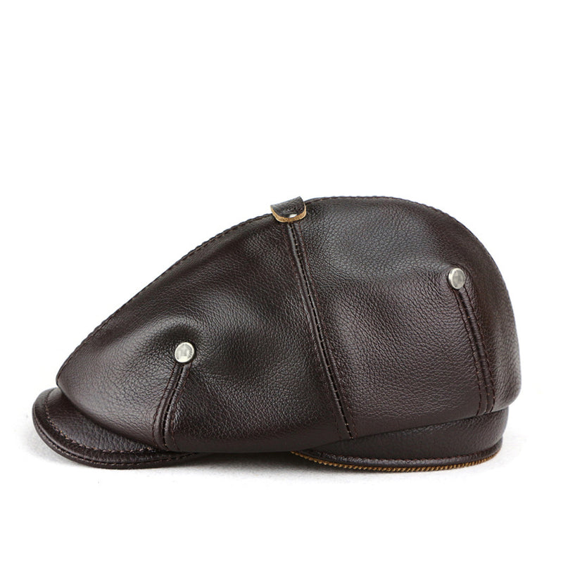 British retro men's leather beret, view 4 - MRSLM