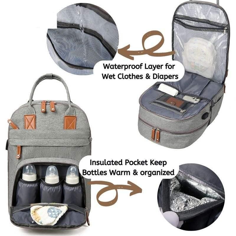 Multifunctional Diaper Bag Backpack with Changing Station - Waterproof, Spacious, and Versatile for Modern Parents