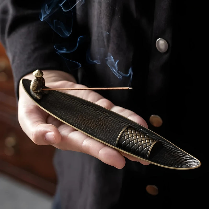 bodhi leaf incense stick holder, view 2 - MRSLM