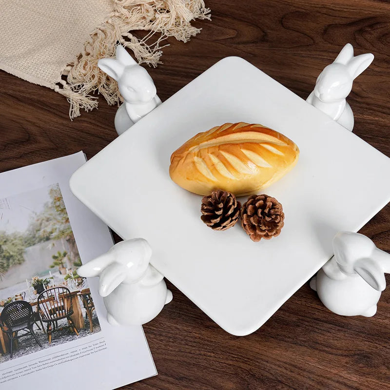 rabbit square ceramic plate - MRSLM