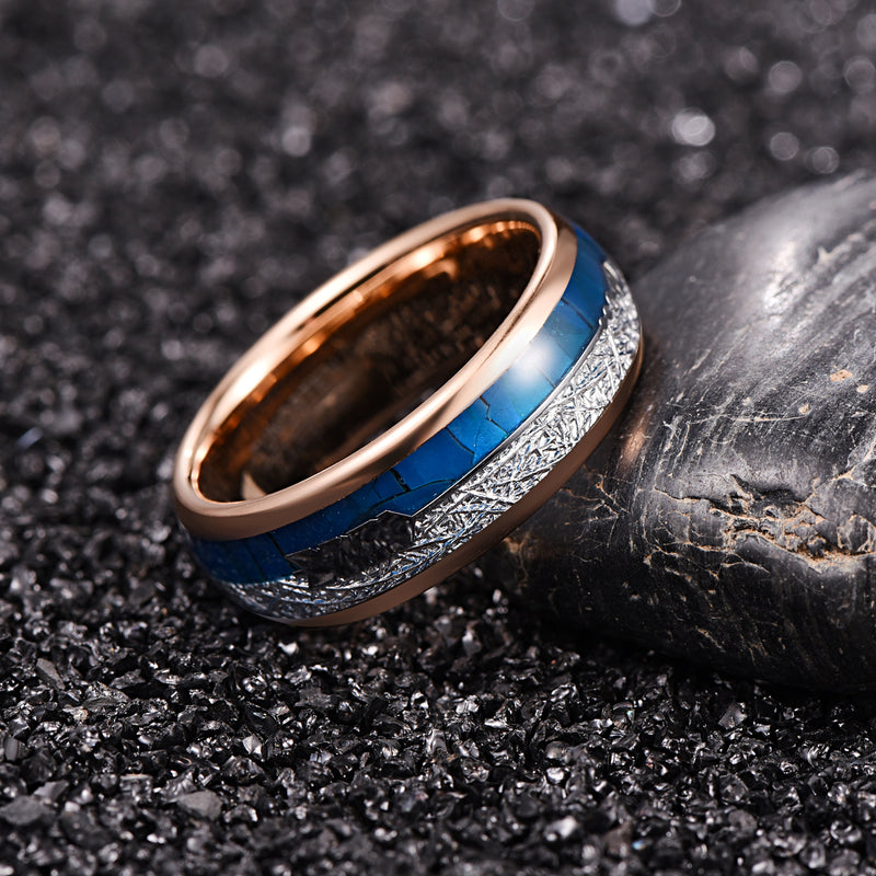 Anel masculino Fashion Blue Shell em aço tungstênio