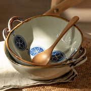 ceramic noodle soup bowl with handle, view 9 - MRSLM