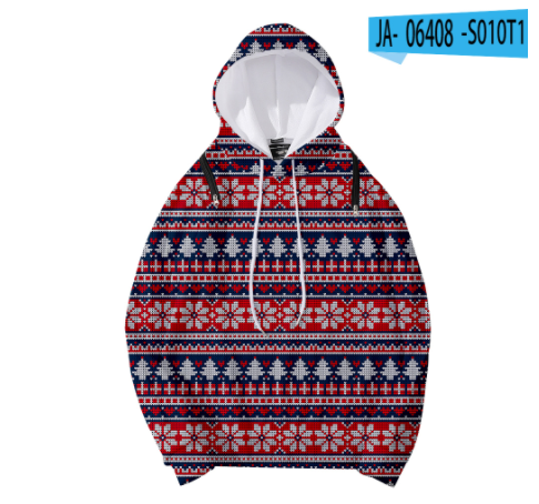 Christmas Element Printed Detachable Hooded Loose Women's Sweater