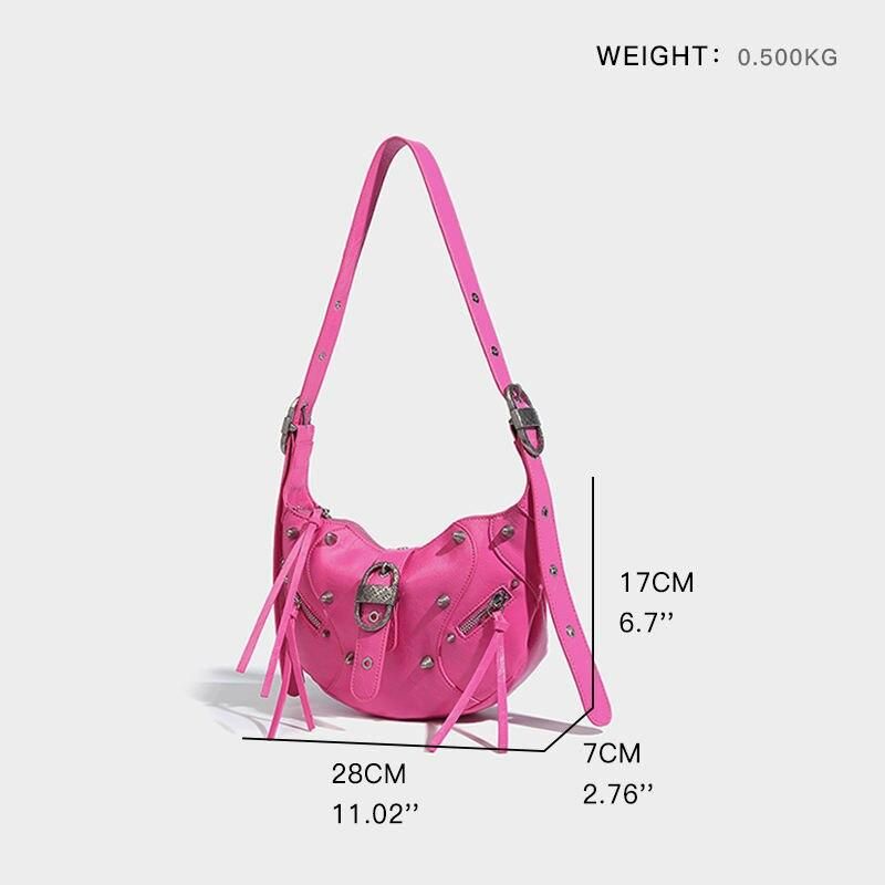 Mochila transversal de couro de luxo rosa punk