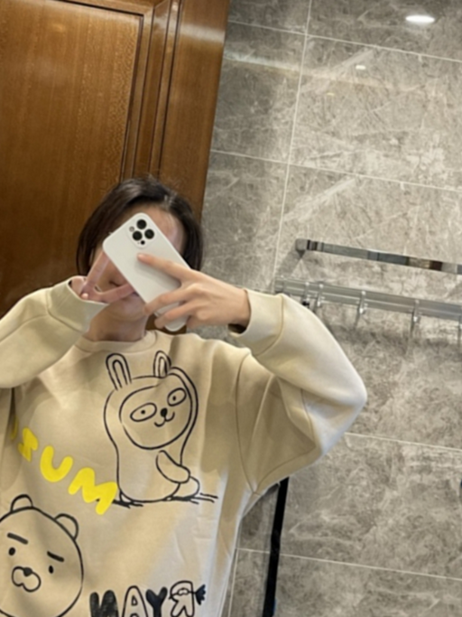 loose cartoon print crewneck sweatshirt, view 5 - MRSLM