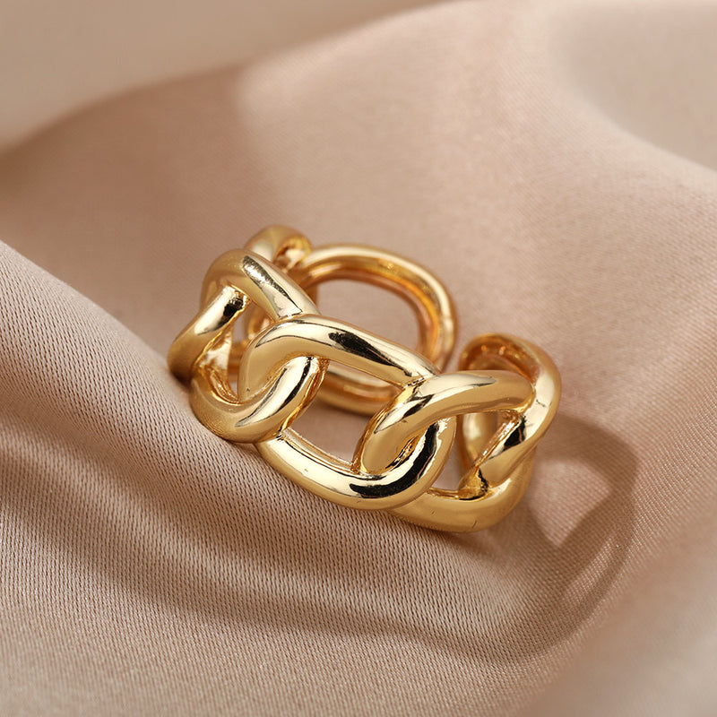 gold adjustable chain ring, view 6 - MRSLM