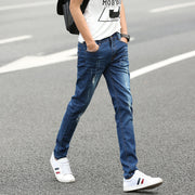 Men's dark blue denim pants, view 3 - MRSLM