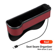 led car seat gap organizer with dual usb, view 6 - MRSLM
