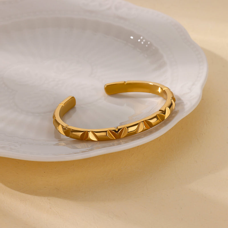 handmade gold-tone geometric cuff bracelet, view 5 - MRSLM