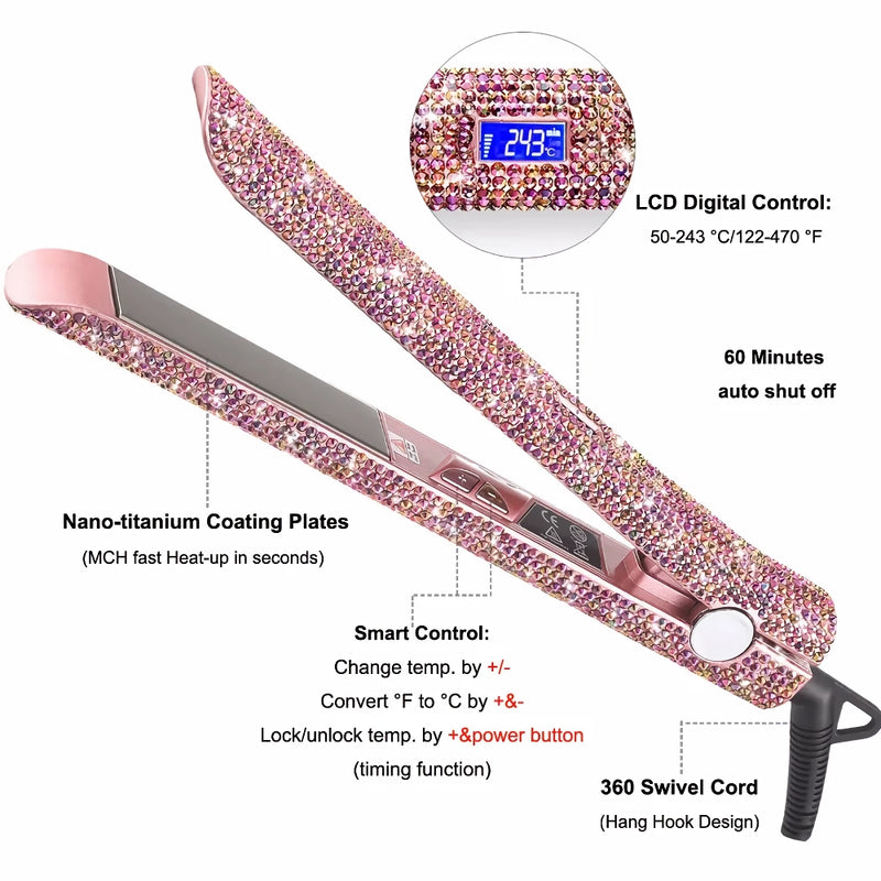 rhinestone ceramic flat iron, view 9 - MRSLM