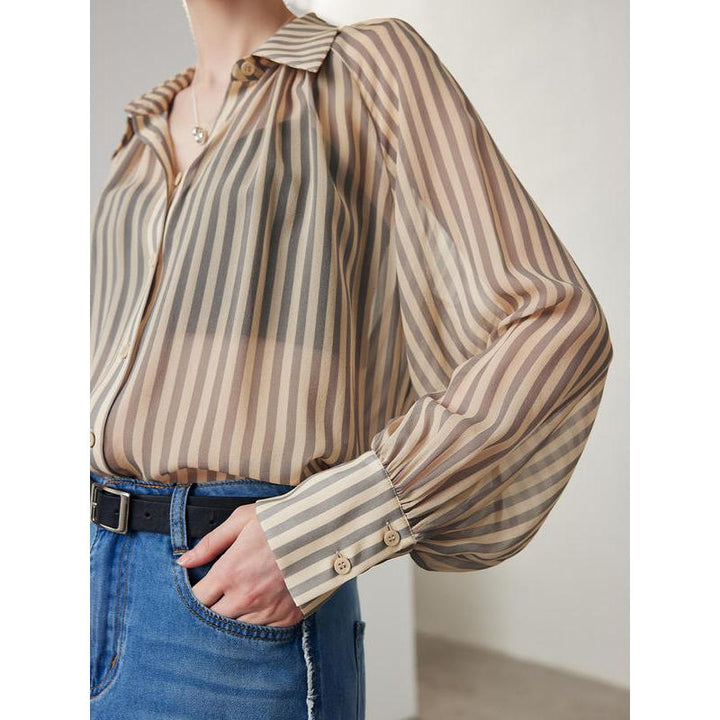 Women's Striped Silk Casual Shirt
