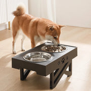 adjustable height double pet bowls with stand, view 3 - MRSLM