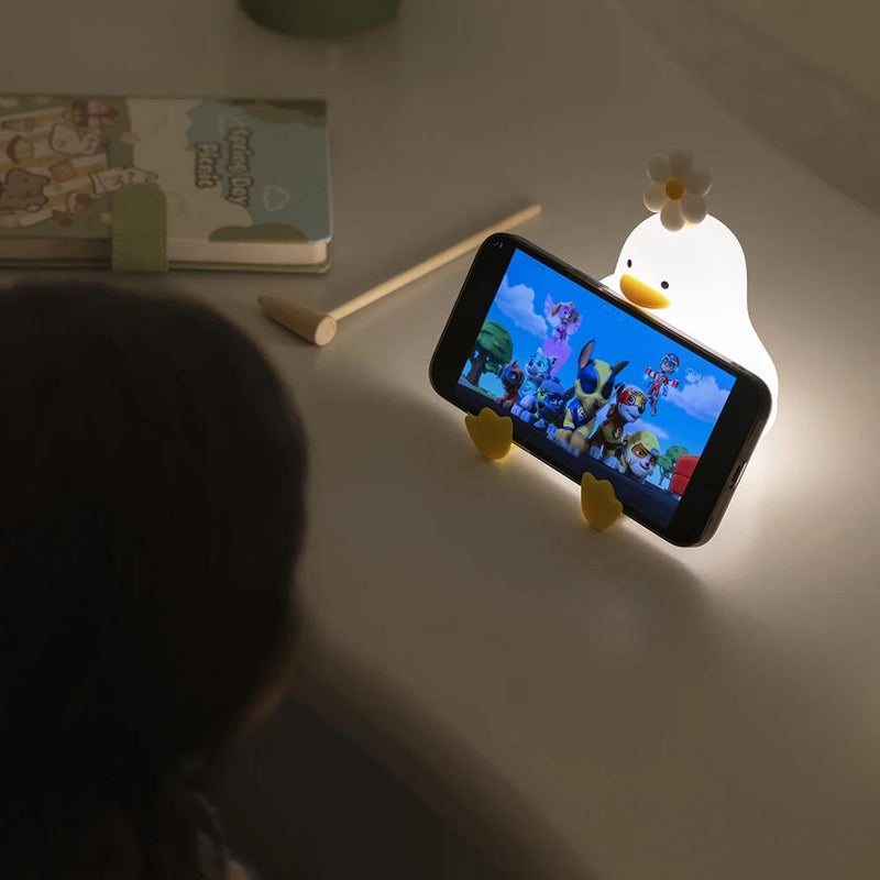 charming duck night light with flower, view 6 - MRSLM