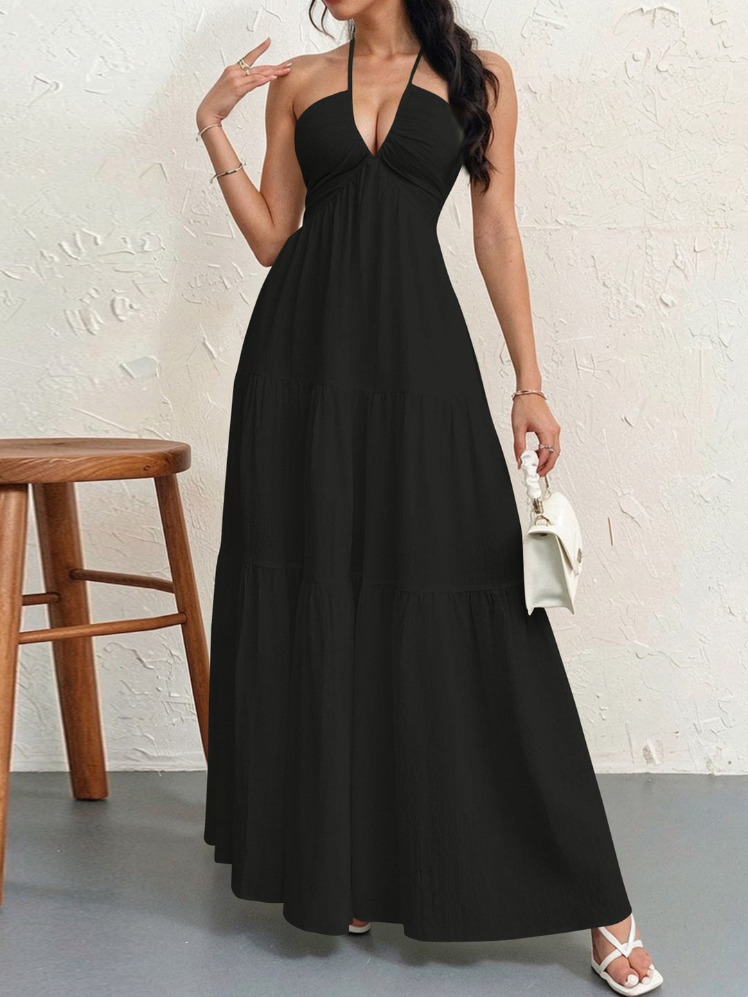 Womens Backless Halterneck Dress