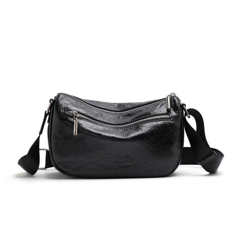 Stilvolle, plissierte, strukturierte Damen-Umhängetasche aus weichem Leder