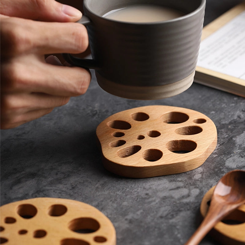 beechwood lotus root shape drink mat - MRSLM