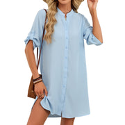 women's v-neck button-down dress, view 4 - MRSLM