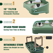 3-in-1 adjustable stainless steel elevated pet bowl set, view 8 - MRSLM