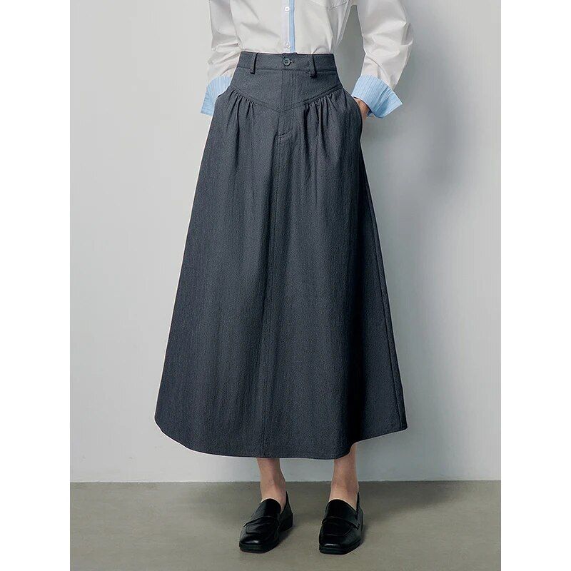 vintage dark gray mid-length skirt, view 3 - MRSLM