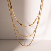 layered snake chain necklace, view 4 - MRSLM