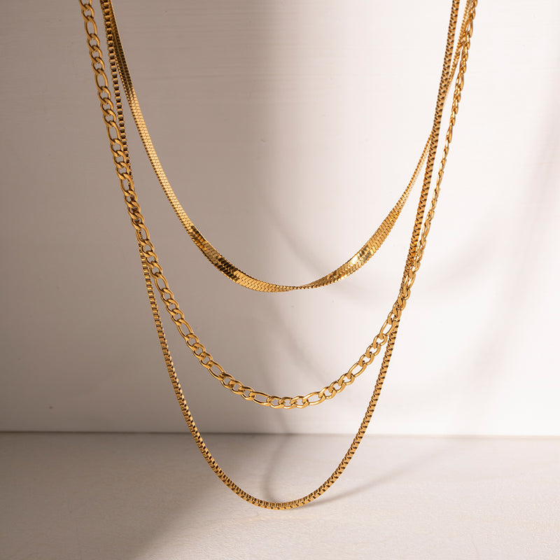 layered snake chain necklace, view 4 - MRSLM
