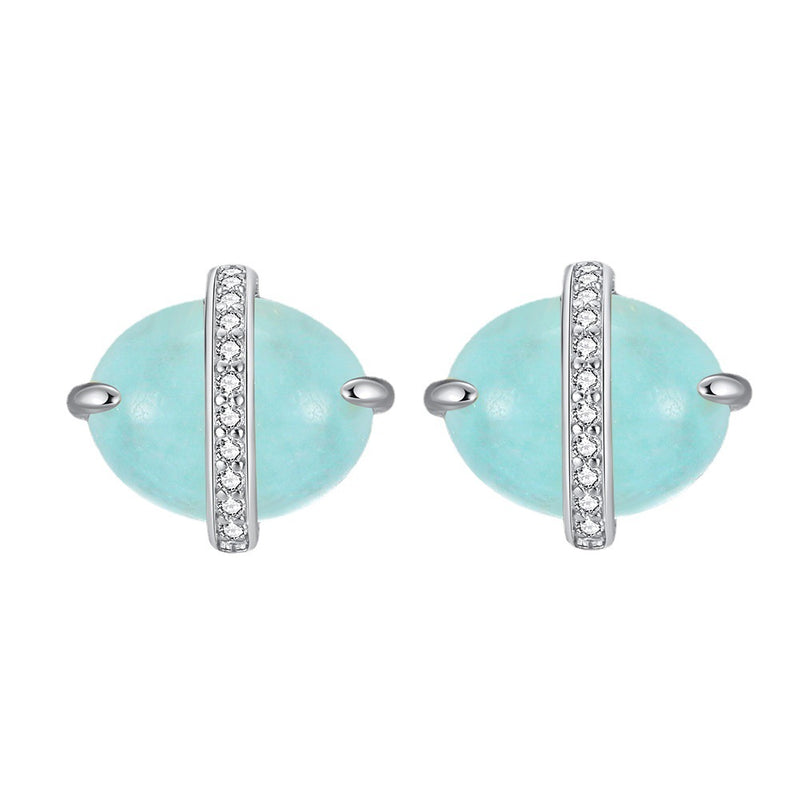 sterling silver oval stud earrings, view 2 - MRSLM