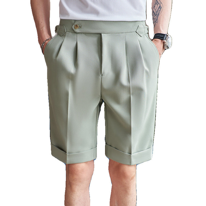 Lightly Mature British Solid Color Casual Simple Naples Mid Waist Shorts