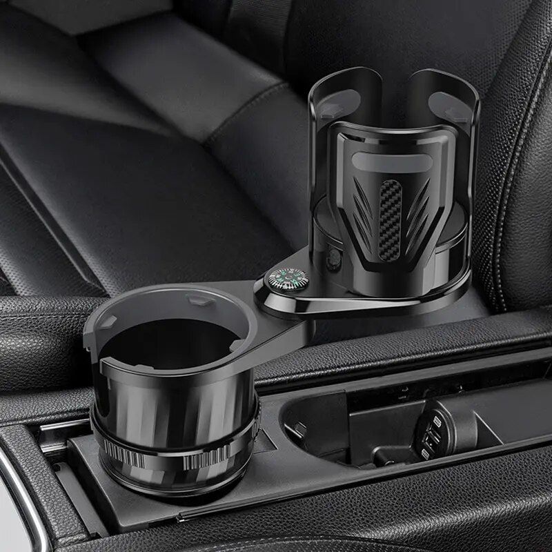 Multifunctional Carbon Fiber Car Cup Holder with Built-In Compass