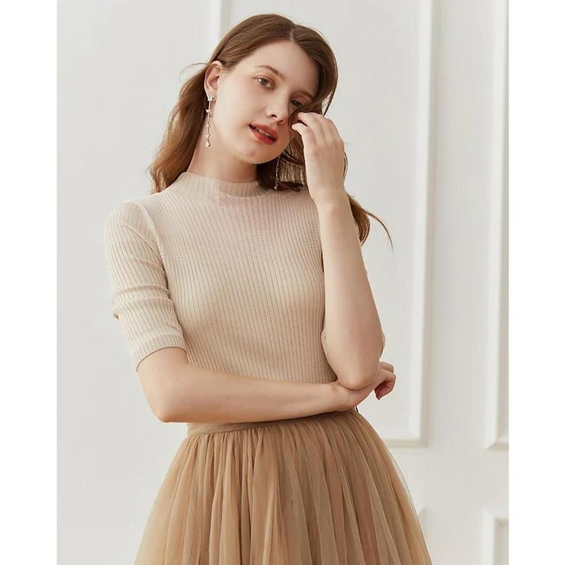 Elegantes Stricktop mit halben Ärmeln für Damen