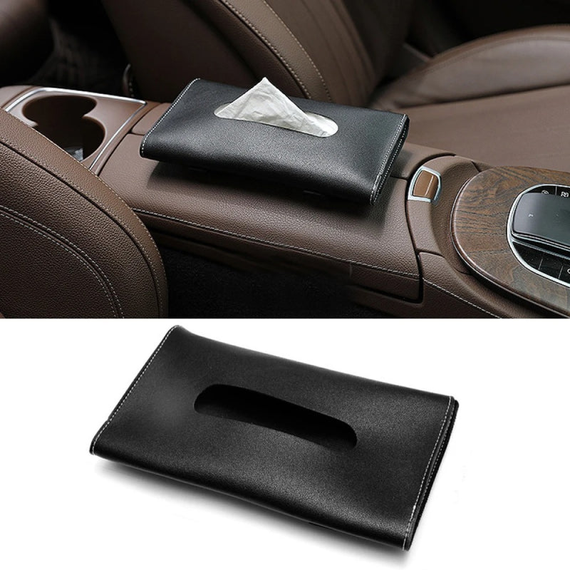 PU leather car sun visor tissue holder, view 4 - MRSLM